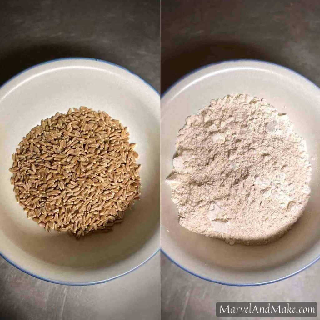 Fresh flour Homemade flour from whole grains by Marvel & Make at marvelandmake.com