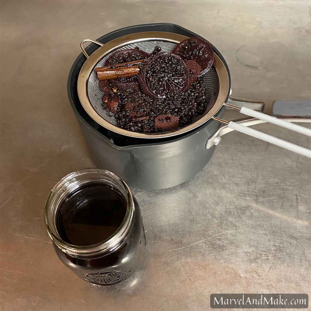 How to make Elderberry Syrup for natural immune boosting by Marvel & Make at Marvelandmake.com