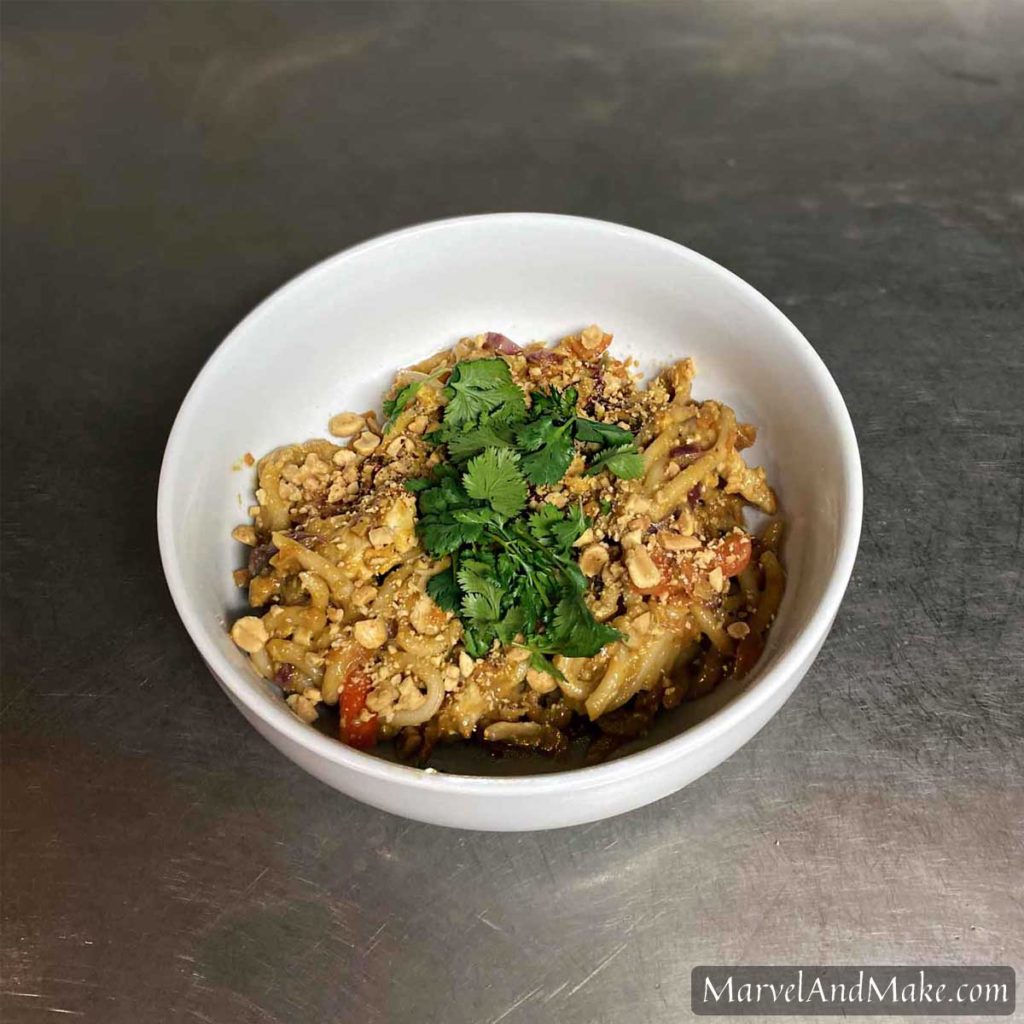 Healthy Chicken Pad Thai recipe from Marvel & Make at marvelandmake.com