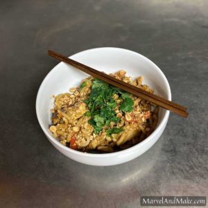 Healthy Chicken Pad Thai recipe from Marvel & Make at marvelandmake.com