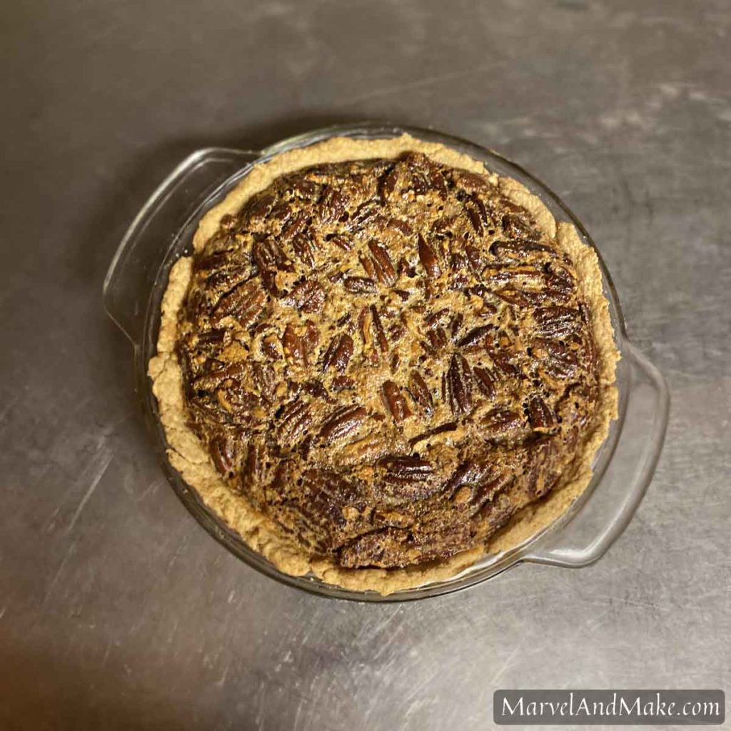 Pecan Pie with a Buttery Homemade Pie Crust made from Homemade Flour from Marvel & Make at marvelandmake.com