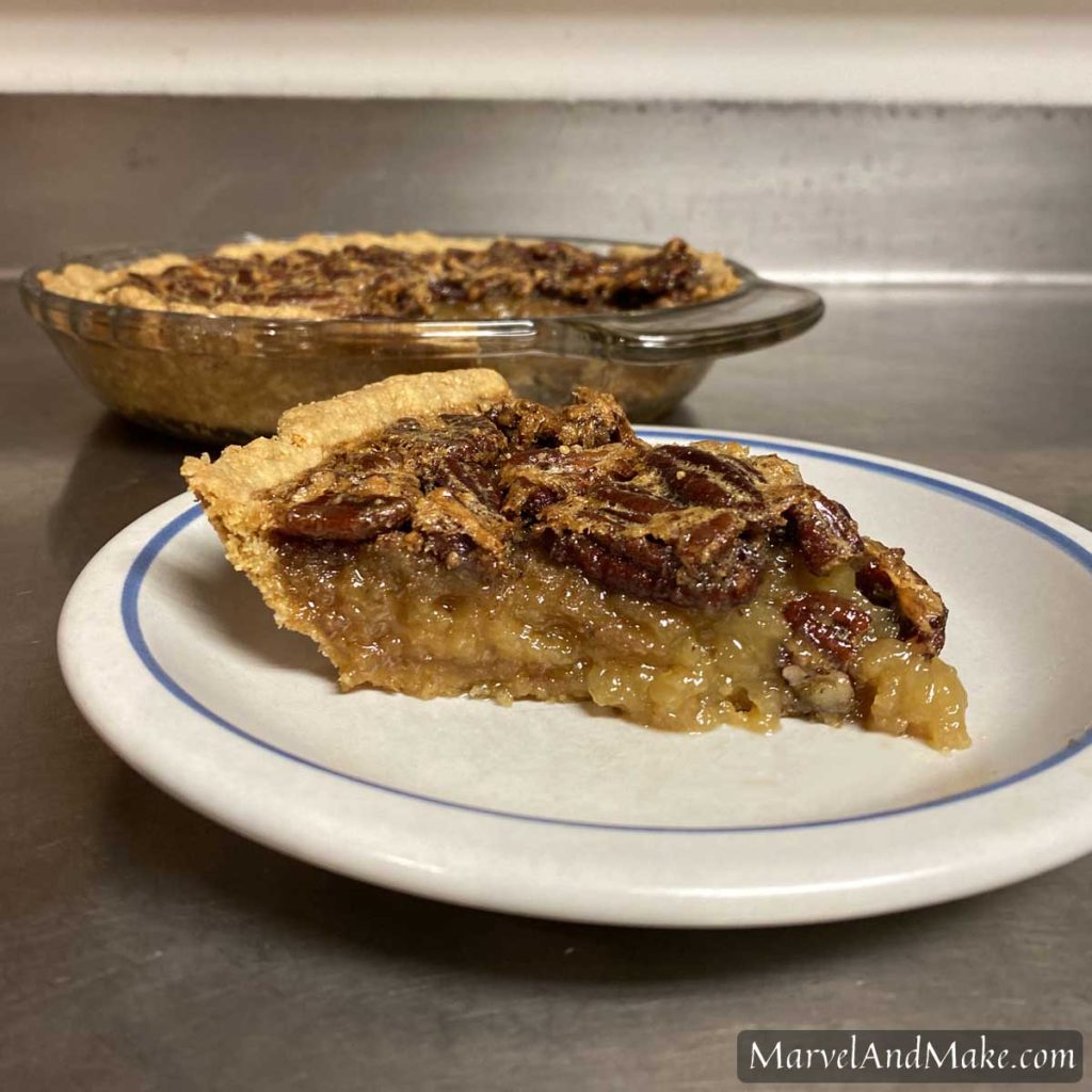 Pecan Pie with a Buttery Homemade Pie Crust made from Homemade Flour from Marvel & Make at marvelandmake.com
