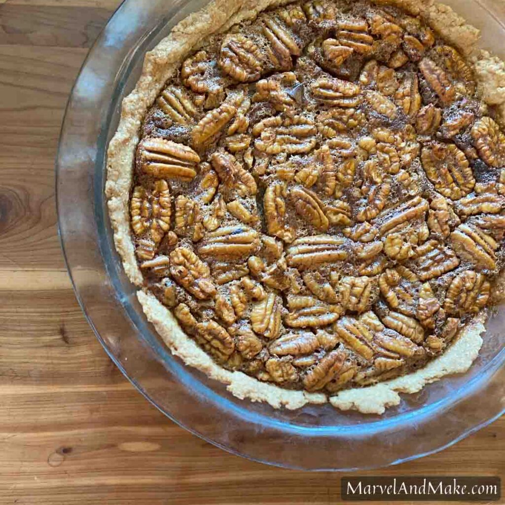 Pecan Pie with a Buttery Crust made from Homemade Flour from Marvel & Make at marvelandmake.com