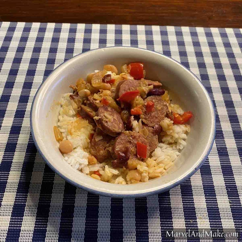Beans and Rice with Sausage from Marvel & Make at marvelandmake.com
