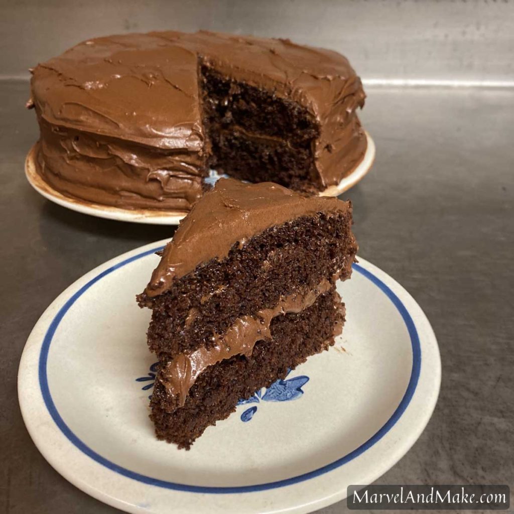 Double Chocolate Cake with fresh milled whole grains from Marvel & Make at marvelandmake.com