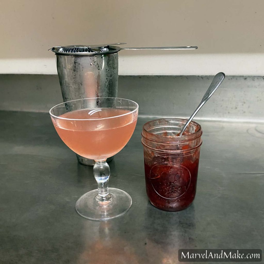 Strawberry Rhubarb Jam Cocktail from Marvel & Make at marvelandmake.com