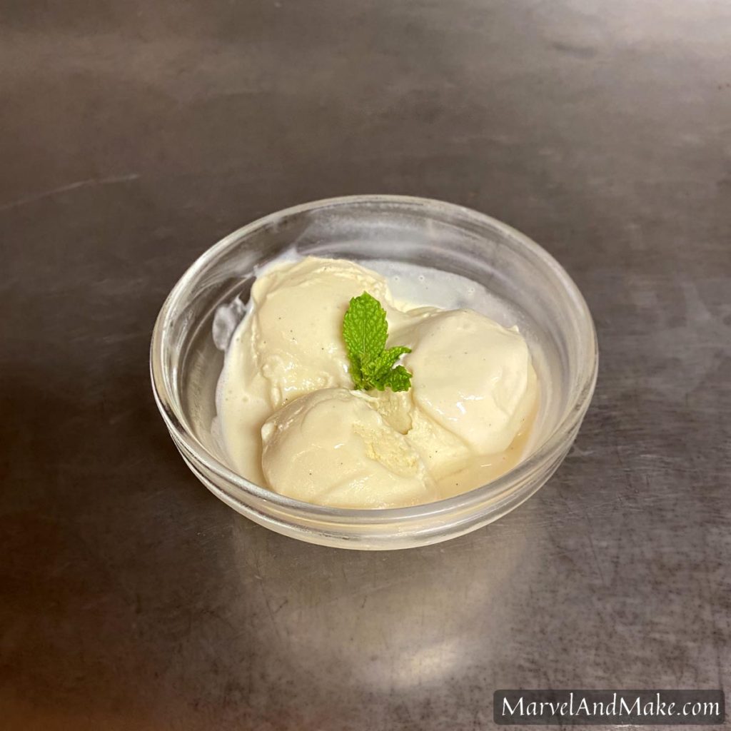 Vanilla Custard Ice Cream made from raw milk and eggs from Marvel & Make at marvelandmake.com