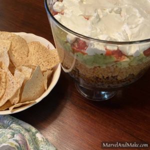 Seven Layer Taco Bean Dip from Marvel & Make at marvelandmake.com