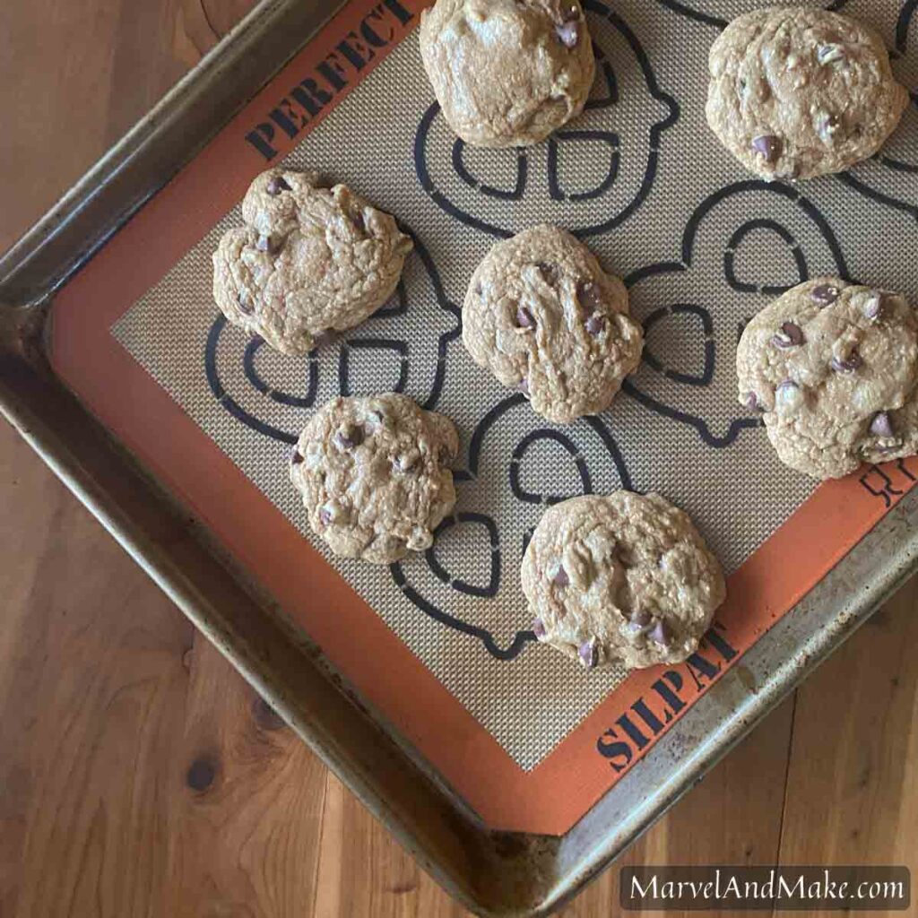 Chocolate Chip Cookies made from home ground flour by Marvel & Make at Marvelandmake.com