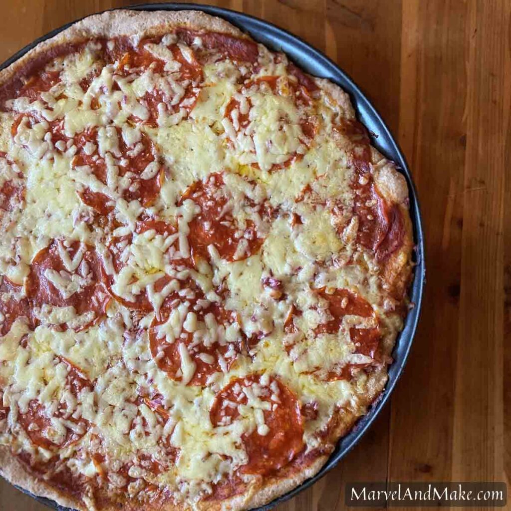 Home-Ground Spelt Flour Pizza Crust by Marvel & Make at marvelandmake.com