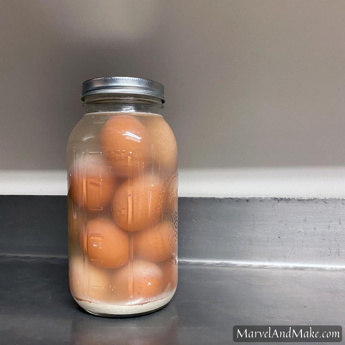 How to preserve raw eggs - water glassed eggs by Marvel & Make at marvelandmake.com