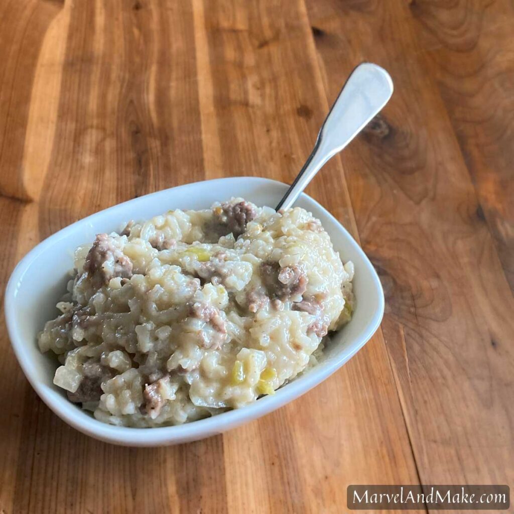 Beef, Peppers, and Rice casserole by Marvel & Make at marvelandmake.com