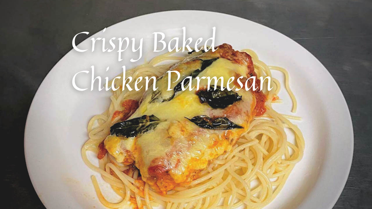 Crispy Baked Chicken Parmesan with homemade breadcrumbs by Marvel & Make at marvelandmake.com
