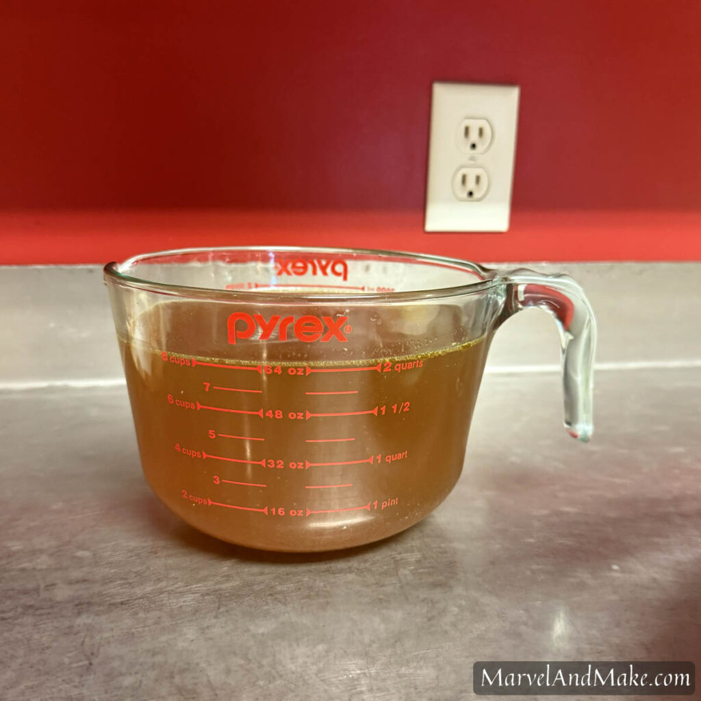 Chicken stock for Homemade Chicken and Dumplings from Marvel and Make