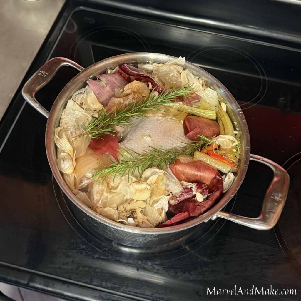 Chicken stock for Homemade Chicken and Dumplings from Marvel and Make